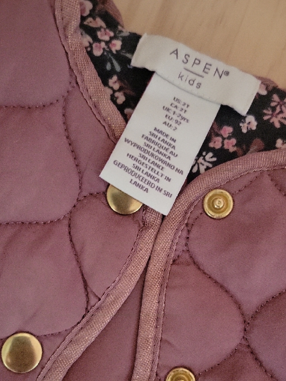 Aspen Quilted Mauve Toddler Vest - Picture 3 of 10